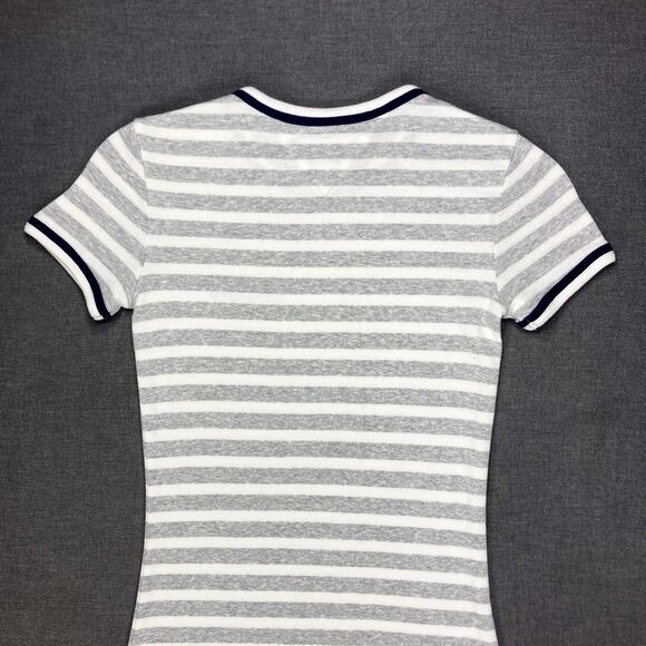 Tommy Hilfiger Embroidered Mini Dress XXS Gray White Striped 90s Y2k Vtg Comfy - Picture 7 of 14